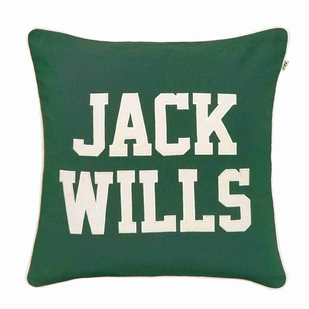 Varsity Cotton Cushion by Jack Wills in Dark Green